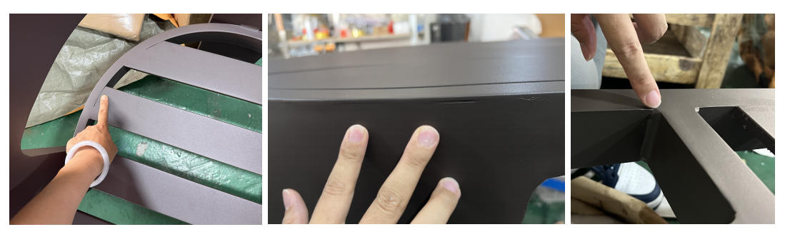 Outdoor furniture aluminum frame welding and coating inspection